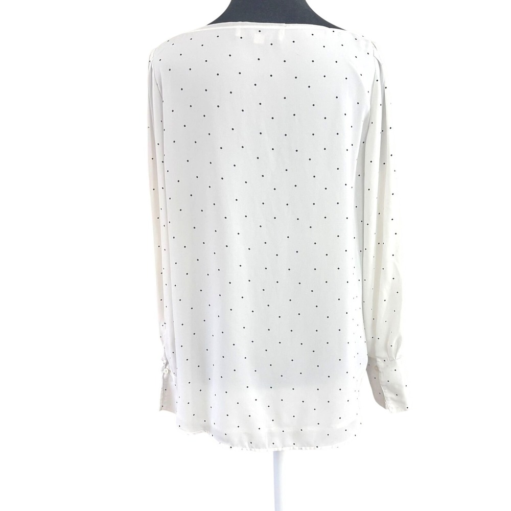 LOFT Simple Chic Elevated Basic Polka Dot Long Sleeve Square Neck Blouse M - Picture 2 of 8